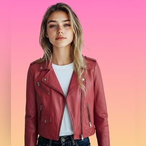 Lamarque Women's Bold Red Leather Jacket